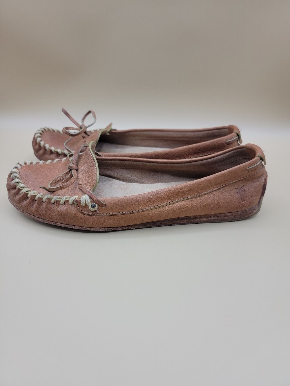 Frye Alex Camp Whipstitch Leather Moccasin Women's Size 7.5 Brown Tan Driving